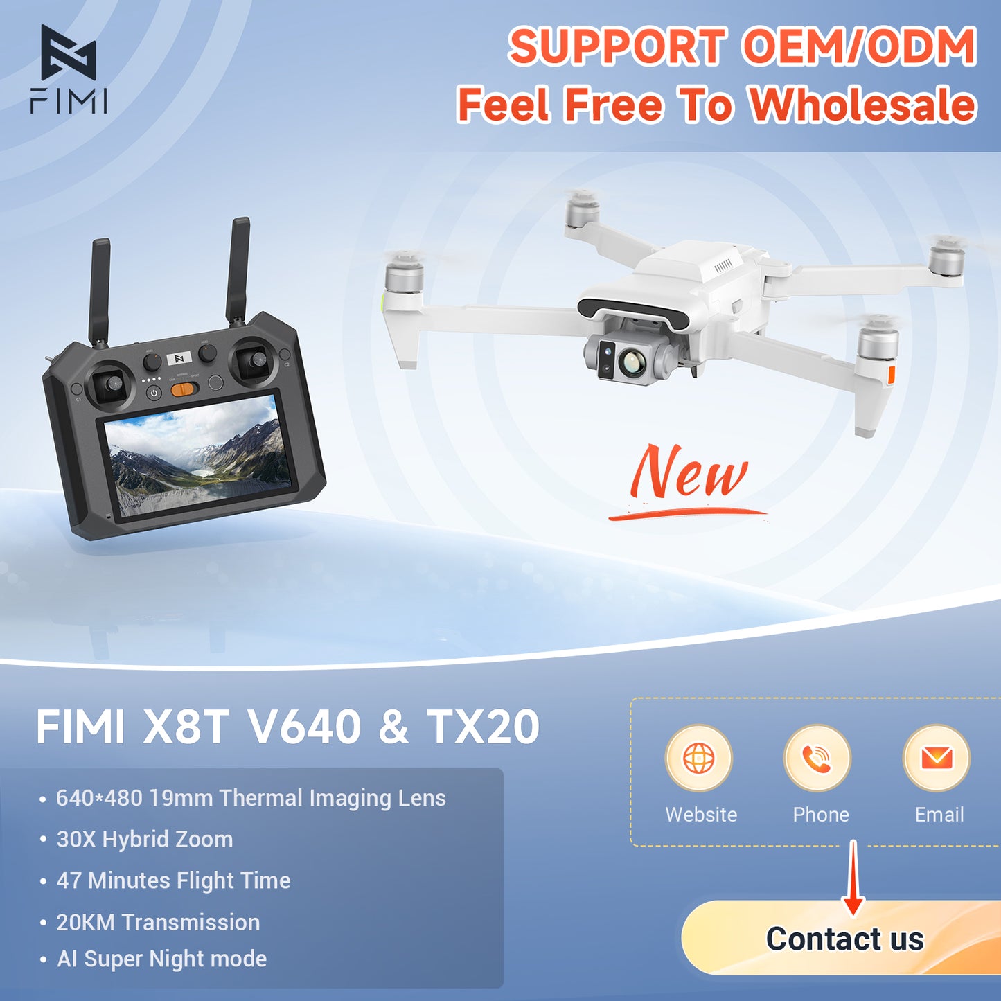 Drone Fimi X8T V640 — 4K Drone Lnfrared Thermal Imaging Lens 3-Camera