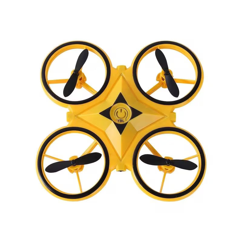 LED Gravity Stunt Drone — Hand-Gesture & Throw-to-Fly RC Quadcopter (Yellow)