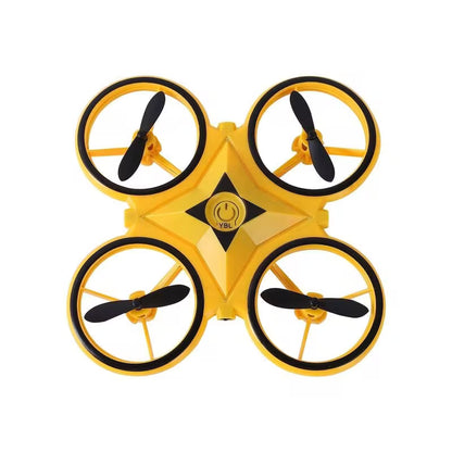 LED Gravity Stunt Drone — Hand-Gesture & Throw-to-Fly RC Quadcopter (Yellow)