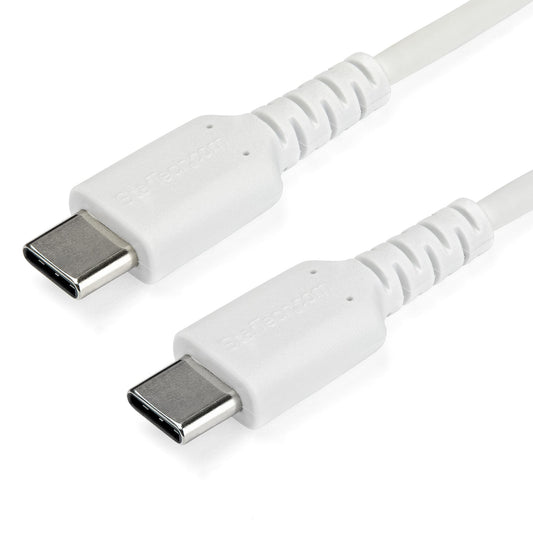 StarTech.com 6.6ft (2m) USB-C Fast Charging Cable, Rugged, Charge & Sync, 60W (3A) PD, USB 2.0, White TPE Jacket and Aramid Fiber - USB C Charging Cord