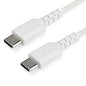StarTech.com 6.6ft (2m) USB-C Fast Charging Cable, Rugged, Charge & Sync, 60W (3A) PD, USB 2.0, White TPE Jacket and Aramid Fiber - USB C Charging Cord