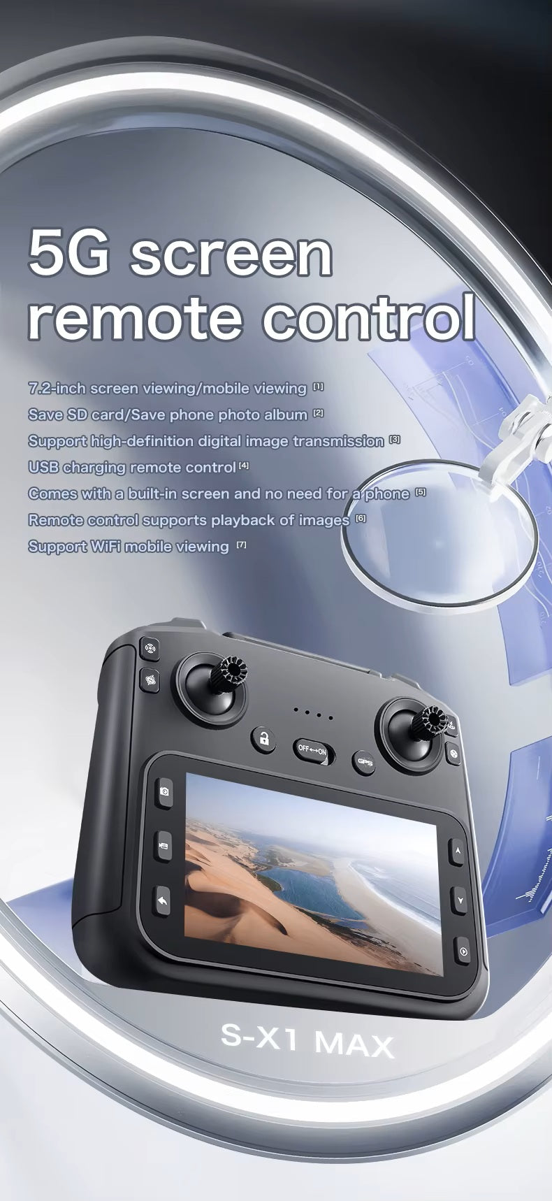 Drone SX1 MAX — Professional 3-axis Gimbal Stabilizer Camera with 5G
