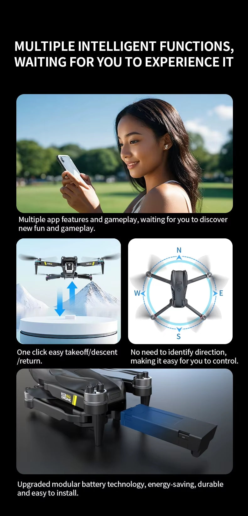 Professinal K13MAX RC Drone 8K HD Cameras WIFI FPV Height Hold