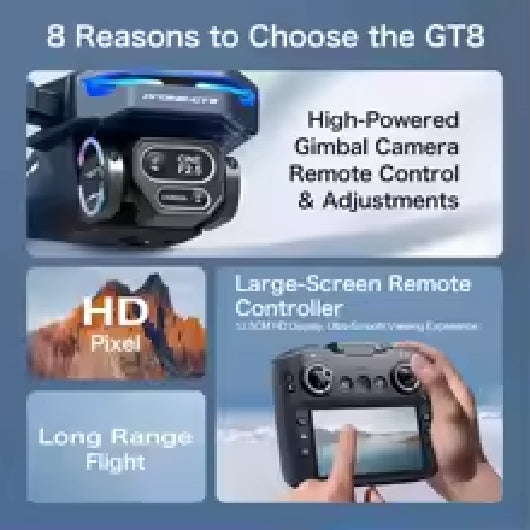 GT8 Rc Drone Profesional HD Dual Camera With Screen FPV WIFI