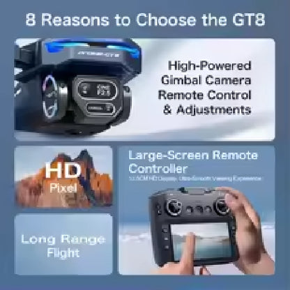 GT8 Rc Drone Profesional HD Dual Camera With Screen FPV WIFI