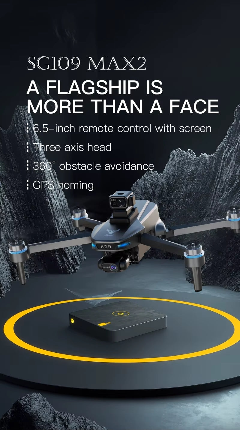 ZLL SG109 MAX2 Professional Drone With 4K Camera 3-Axis Gimbal WIFI 360 Obstacle Avoidance - 1 Bateries - Screen Remote FPV Brushless