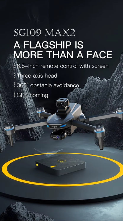 ZLL SG109 MAX2 Professional Drone With 4K Camera 3-Axis Gimbal WIFI 360 Obstacle Avoidance - 1 Bateries - Screen Remote FPV Brushless