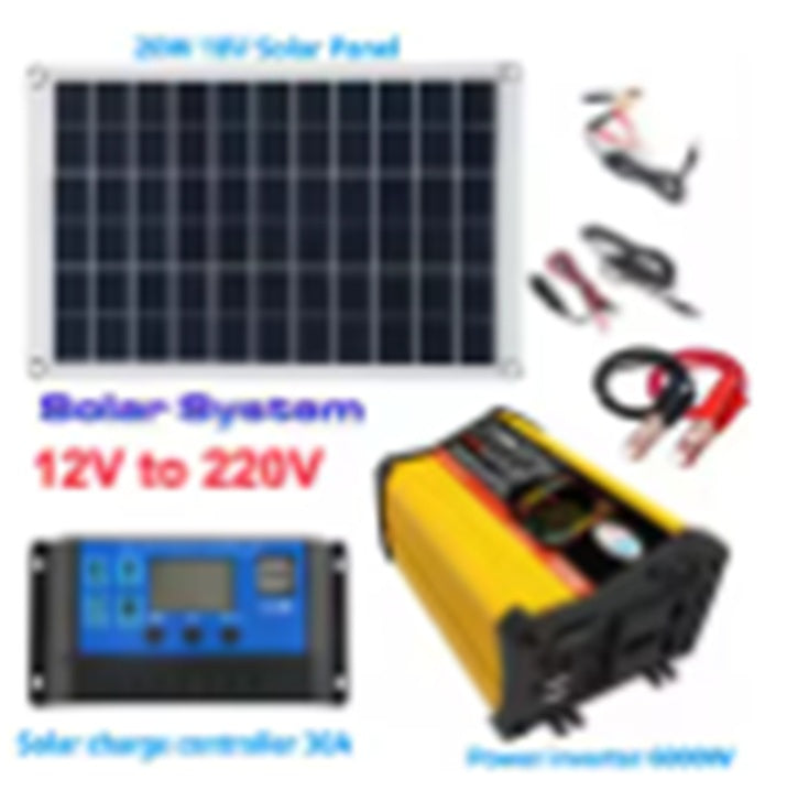 Solar System — 110/220V Solar Power System 20W Solar Panel Battery