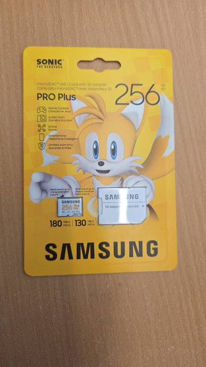 Samsung PRO Plus 256GB microSDXC UHS-I Memory Card with SD Adapter — Sonic Edition