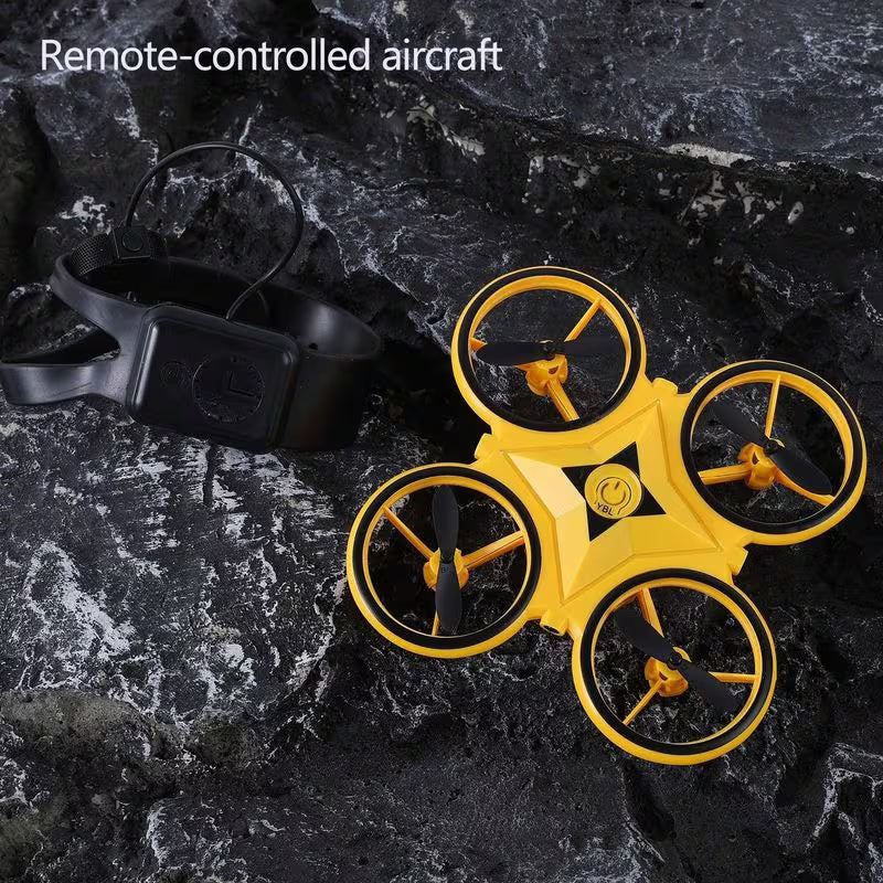 LED Gravity Stunt Drone — Hand-Gesture & Throw-to-Fly RC Quadcopter (Yellow)