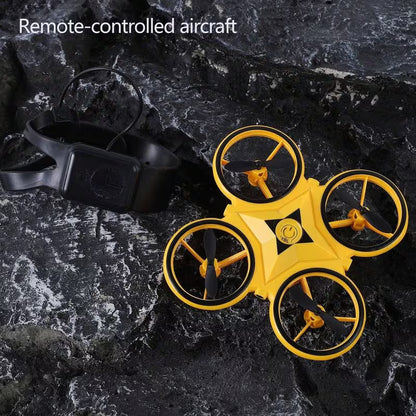 LED Gravity Stunt Drone — Hand-Gesture & Throw-to-Fly RC Quadcopter (Yellow)