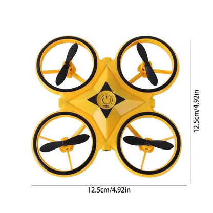 LED Gravity Stunt Drone — Hand-Gesture & Throw-to-Fly RC Quadcopter (Yellow)